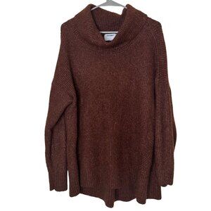 Old Navy XL Rust Brown Cowl Neck Tunic Sweater Cozy Knit Slouchy Pullover